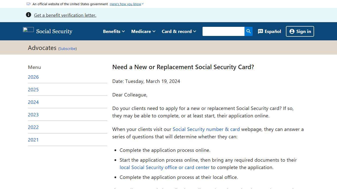 Need a New or Replacement Social Security Card? News SSA